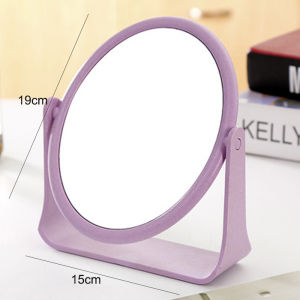 IMLUCKY | Portable Large Size Handheld Makeup Mirror Simple Double-Sided Rotating Desktop Princely Mirror For Students Dormitory Use