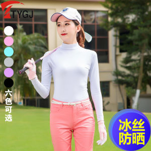 Summer Golf Clothing Womens Ice Silk Long Sleeve Sun Protection Shirt Cool Inner Wear Lightweight Breathable Golf Top