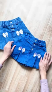 1-12tahun Rok Celana Anak Perempuan jeans Denim Pita Fashion OOTD Outfit anak Korea Kekinian