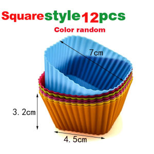 6/12PCS/Lot Silicone Molds Cupcake Baking Cups Reusable Muffin Cup Liners Rainbow Cupcake Wrappers Non-stick Cup Cake Party Mold