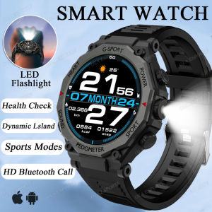 2025 LED Flashligt Outdoor Sport Smart Watch Men Health Monitor HD BT Call GPS Tracker Waterproof Military Bracelets Smartwatch