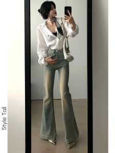 High Waist Extended Bell Bottom Jeans Womens Autumn New Style Retro Elastic Slimming Hot Girl Long Pants Casual Denim Trousers