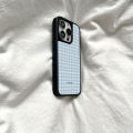001 | Delicate Blue Plaid Silicone Phone Case for iPhone 11-17 Series. 