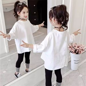 Pure Cotton Long Sleeve Childrens T-Shirt White Underwear Base Shirt for Boys And Girls Spring Autumn New Arrival Kids Clothing
