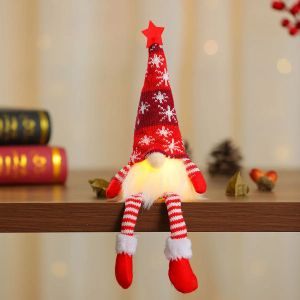 other | Christmas Gnome Decor Light Up Knitted Snowflake Hat for Xmas Fireplace Mantel Table Home Indoor Holiday Decorations Gift