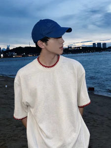OUMULONG | American Embroidered Crew Neck Heavyweight T-shirt