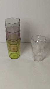 Durable Hexagon Plastic Drinking Cup - Clear & Other Colors Available