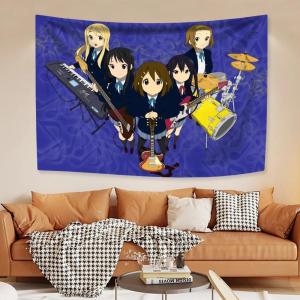 K-ON! Vintage Phong Cách Dễ Thương Anime Tấm Thảm Polyester Treo Tường Cho Phòng Ngủ Ký Túc Xá Không Dệt Hình Chữ Nhật In Trang Trí Tường