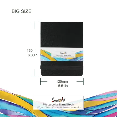 SeamiArt A4/A5 Drawing Notebook Sketchbook Handbook 300gsm Paper 24 Sheets for Watercolor Acrylic Marker Pen Oil Paint Gouache