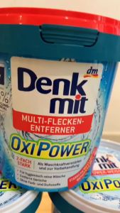 Bột tẩy vết bẩn quần áo trắng Denkmit Oxi Power Đức Hộp 750gr