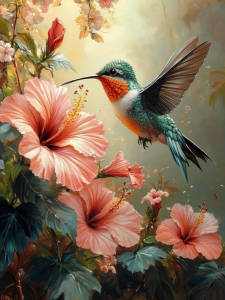 Huacan Diamond Painting Art Craft Bird Animal Pink Flowers Full Round Square Diamond Mosaic Living Room Art Craft
