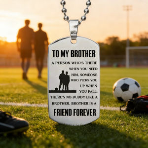 To My Brother Stainless Steel Dog Tag Necklace For Men Boys Friendship Inspirational Jewelry