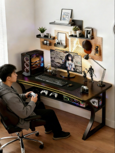 Gaming Desk Workstation Table with Mechanical Arm Support