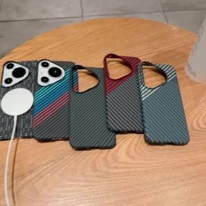 Ultra Thin Kevlar Carbon Fiber For Magsafe Phone Case For HuaWei Pura 90 80 Mate 80 Pro Max Wireless Charge Bumper Frosted Cover