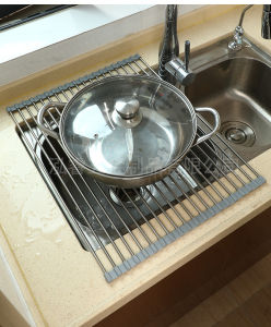 Kệ xếp gọn đựng đồ rửa chén gác lên bồn rửa Hobby Home Decor KXG 12 thanh inox 304 thu gọn dễ dàng