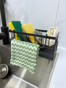 Metal Sponge Drainer Rack With Towl Holder Kitchen Bathroom Sink Organizer Rack Soap Holder Orgaizer#ZWL01