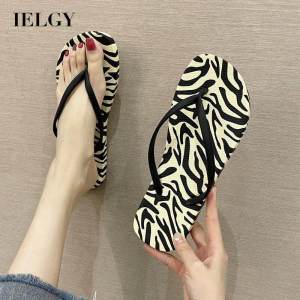 IELGY  fashionable zebra pattern Flip-flops for female summer non slip outer wear flat sandals