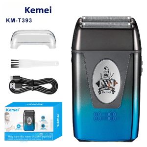 Kemei | Máy Cạo Râu Điện Kemei KM-T393 Dành Cho Nam Sạc USB Lưỡi Kép Có Đầu Cạo Nổi Và Đèn Báo Sạc