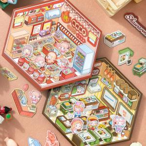 Magnetic Attraction Miniature Scene Store Toy Playhouse Childrens DIY Stacking Educational Game Magnetic Sticker