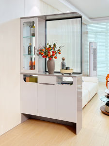 Dual-sided Glass Entryway Cabinet Mini Wine Rack