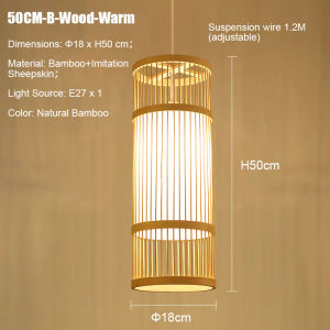 TOMAX Bamboo Chandelier Bamboo Zen Tea Room Lamp Homestay Creative Personality Bamboo Woven Japanese Lantern Hot Pot Restaurant Bamboo Lamps