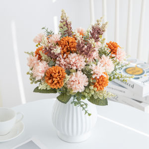 Artificial Flowers Lavender Silk Ball Chrysanthemum Home Room Decor Wedding Dining Table Centerpieces Fake Plants Bridal Bouquet