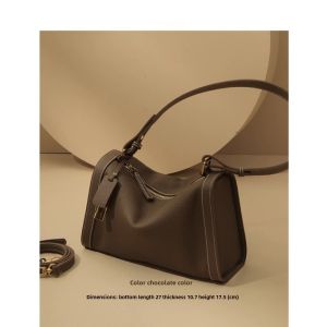 Casual Leather Boston Bag Womens Shoulder Crossbody Pillow Shaped Soft Tanned Cowhide New Style 2025 Fashion Handbag