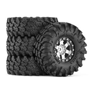 4PCS 1.3" Beadlock Wheels & Tires OD 2.75 Hex 7mm Upgrade Parts for 1/18 Traxxas TRX4M 1/24 Axial SCX24 AX24 FCX24 RC Crawler