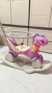 PlayPark Rocking Horse For Kids 3 in1 With Pushing Handle Music Toy Guardrail For 2-6 Years Toys For Kids
