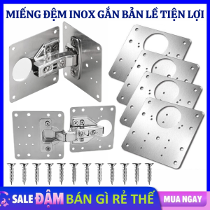 Combo 5 Miếng Đệm Inox Sửa Bản lề Cửa Tủ Gỗ & Tủ Nhôm Tiện Dụng - Plate Lắp Bản Lề Cửa Tủ Kèm Ốc - Tấm Đế Bản Lề - Đế Lắp Bản Lề Âm Cho Cửa Tủ Mỏng Tủ Nhôm Kính