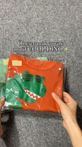 Setelan Anak Laki-Laki Cool Dino & Bahan Tebal Lembut Adem