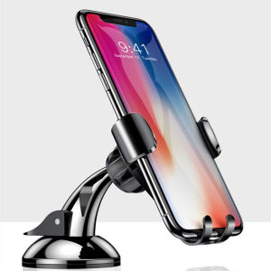 Alloy Gravity Vehicle-Mounted Phone Holder Suction Cup Mobile Phone Voice Navigation Dashboard Universal Rotation Adjustment Silicone Paste