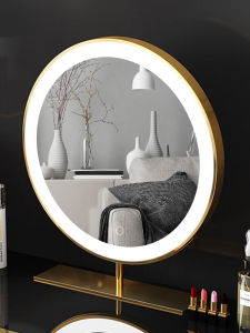 Smart LED Makeup Mirror round Charging Bedroom Popular Internet Mirror Desktop Portable Cosmetic Mirror with Light