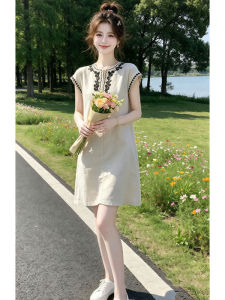 Shalldoer | Simplicity Korean Style Round Neck Color Blocking Summer Womens Dress