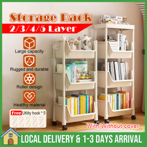 3 4 5 Tier Storage Rack Removable Multilayer Trolley Book Rack With Wheels Household Lliving Room Kitchen Office Multifunctional Trolley Rak Buku Storage Box 置物架小推车