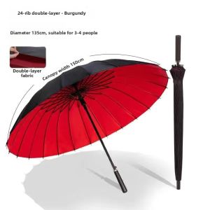 Windproof UV Protection Double Layer Long Handle 24 Ribs Umbrella