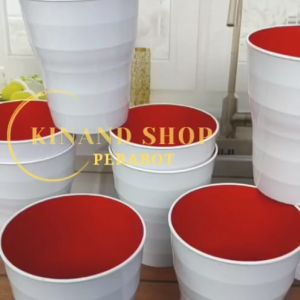 6 GELAS RAMEN MERAH PUTIH DOP TEBAL ULIR TAHAN PANAS