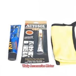 Paket Isi 3 - Kit Paste Wax Biru 60 Gram + Autosol 15 Gram + Kain Lap Microfiber