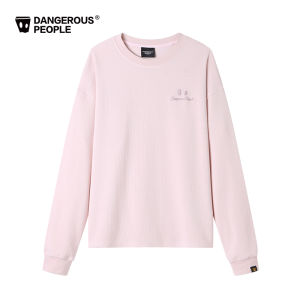 Relaxed Fit Waffle Fabric Round Neck Long Sleeve T-Shirt