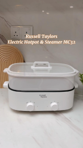 Russell Taylors Dual Compartment Non Stick Electric Hotpot & Steamer (12L) MC32 - 2 in 1 Hotpot + Steamer - Capacity: 6L + 6L - Power: 1600w - Non stick pot - 2 Level Settings - 2 Year Warranty.