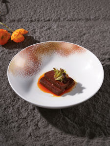 Rice Bowl Ceramic Soup Plate Cold Dish Plate Hotel Salad Bowl Creative Restaurant High-End Deep Dish Gradient Color Luxury