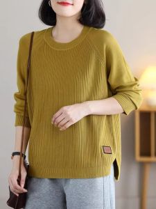 Loose plus Size Womens Knitwear Autumn New Style Korean Japanese Style Base Layer Top Slimming Effect Woolen Sweater