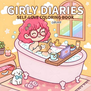 GIRLY DIARIES SELF- LOVE Coloring Book for Adults Featuring Cute Cozy Daily Activities for Relaxation (Cozy Spaces Coloring)
