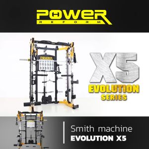 POWER REFORM สมิทแมชชีน Evolution X5 บาร์เบลระบบ Gravity Free Smith Machine อุปกรณ์เสริม 14 รายการ Crossover Power Rack