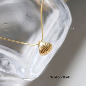 Scallop Shell Pendant Silver 18K Gold Necklace • Waterproof Non Tarnish Jewelry •  316L Stainless Titanium Steel Necklaces for Girl Gift Women NL132
