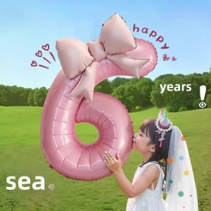 HUANGLISHI | Photography Birthday Decorations Pink Bow Number Balloon 40 inches