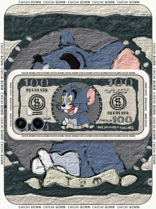 Liquid Silicone Soft Shell for Xiaomi Redmi Note12 pro Protective Case Painting of Cat And Mouse Full Cover Protection for Women