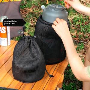 Drawstring Pocket BBQ Water Cups Tableware Organizer Outdoor Camping Storage Protective Bags Portable Picnic Cookware Mesh Bag