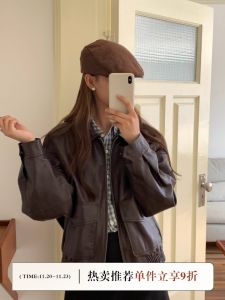 Retro Art Duckbill Cap Womens American Brown Face Slim Beret Hat Newsboy Cap Casual Style round Top Short Brim Hat