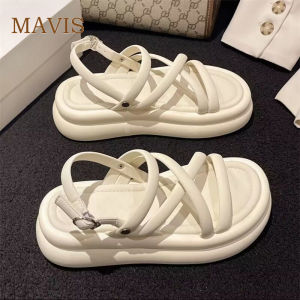Summer 4cm Matsuke Thick Sole Fashion Flat Bottom Sandals for Women 2023 New Casual Versatile Beach Sandals